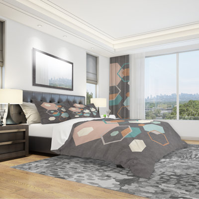 Ensemble de housse de couette à motif géométrique hexagonales iv