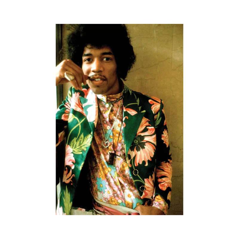 Jimi Hendrix Colored Floral Jacket I by Radio Days - Wrapped Canvas Gallery-Wrapped Canvas Giclée