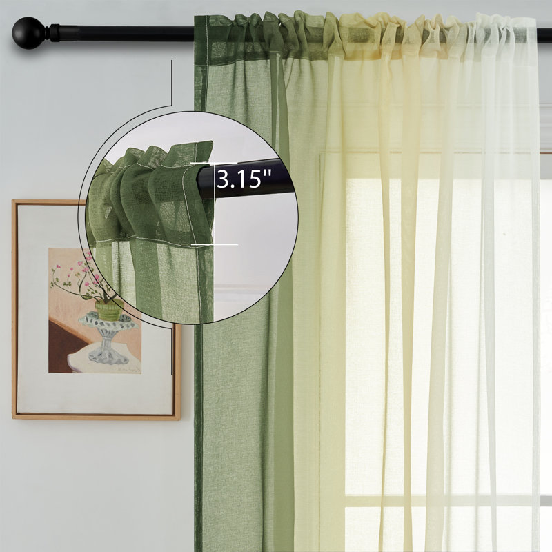 Diyon Gradient Sheer Curtains for Room Decor,Chiffon Gradient Semi Voile Rod Pocket Window Drapes,Set of 2, 54" W x 84" L