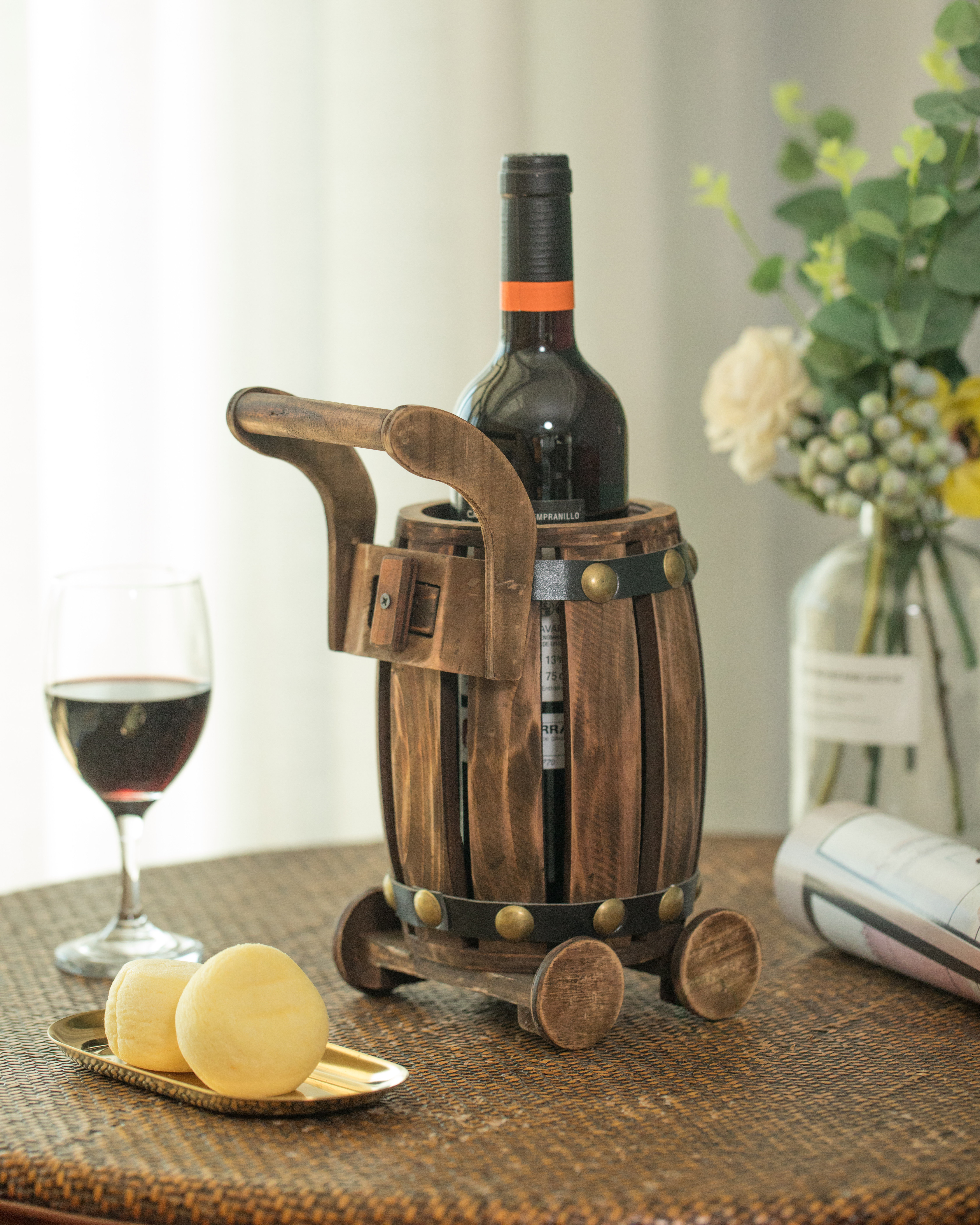 Tabletop single wine bottle holder hot sale