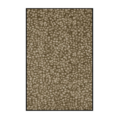 Tapis botanique brun lavable à la machine