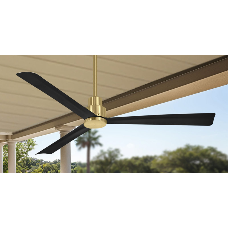 52" 3-Blade Ceiling Fan in a Soft Brass Finish with Coal Blades