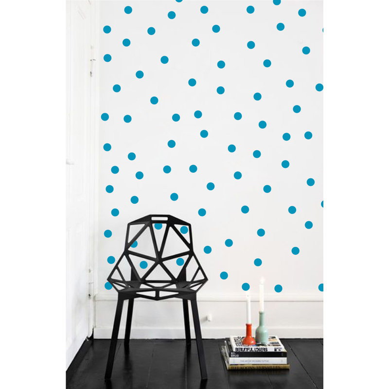 Adhésif décoratif à pois, H 48 po x l 78 po x P 0,01 po, Bleu sarcelle