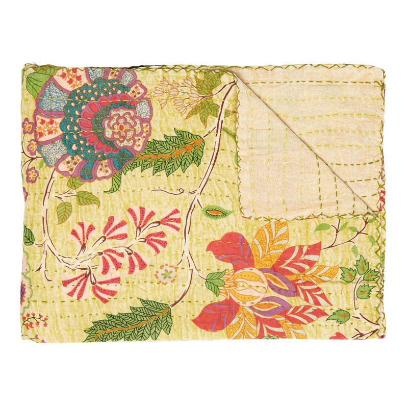 Kantha Quilted Throw Blanket