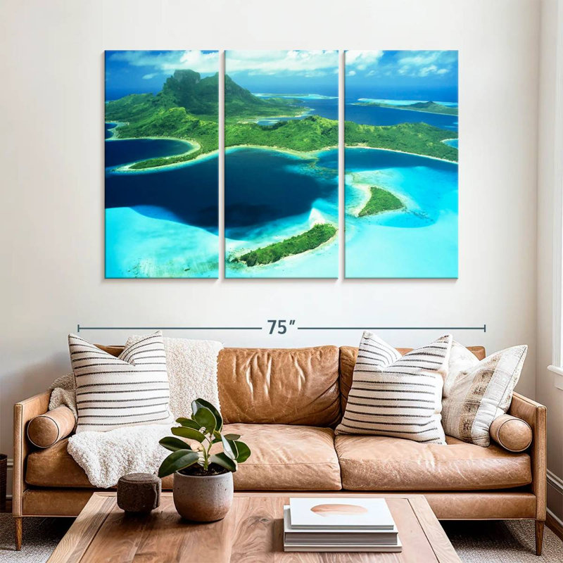 Gillard Bora Bora vue d'en haut, H 42 po x l 65 po