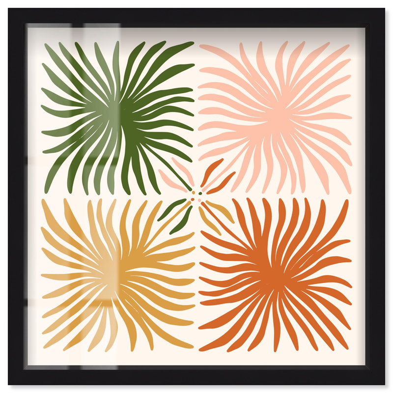 «Palm Trees Top Palm Leaf» par Art Remedy, H 13 po x l 13 po, Noir