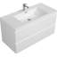 Meuble-lavabo mural de 42 po avec lavabo, meuble-lavabo mural moderne avec lavabo en résine et tiroirs à fermeture en douceur, blanc brillant