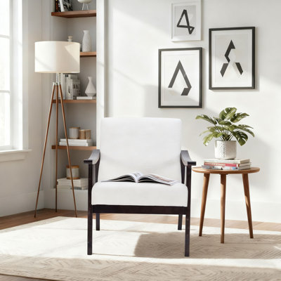 Modern Solid wood Upholstered Accent Chair Reception chair  with Soft Cushion for Living Rooms, Bedrooms and Reception Areas