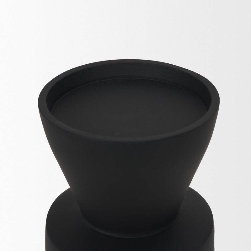 Odilia Small Textured Antiqued Metal Geometric Pillar Candle Holder, Black, 10.3" H x 4" W x 4" D