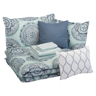 Ensemble d'édredon pour grand lit, microfibre douce, lavable à la machine, médaillon en mousse de mer, 10 pièces