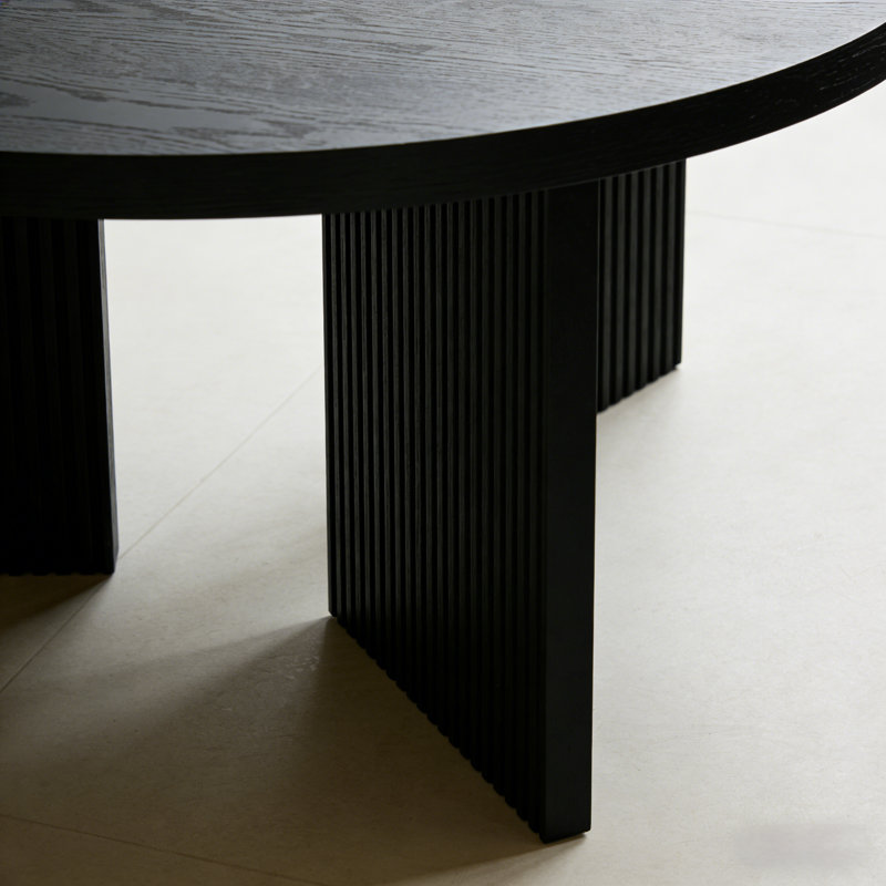 Mid-Century Modern Round Coffee Table, Black