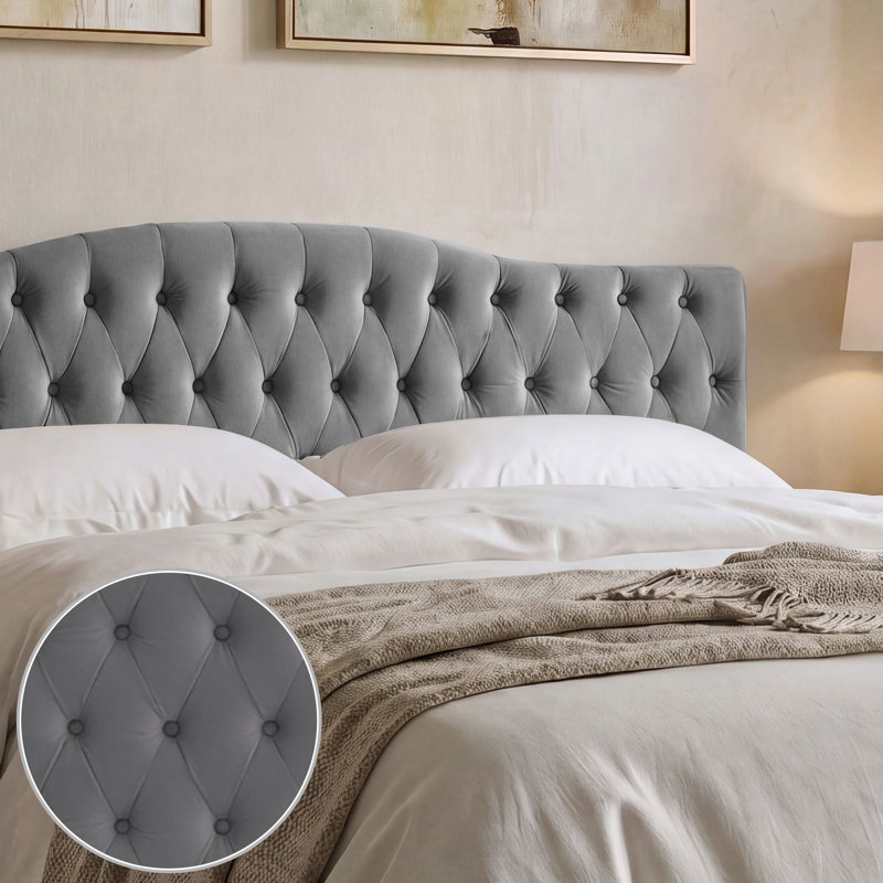 Aveigha Upholstered Headboard, Full, Gray Velvet