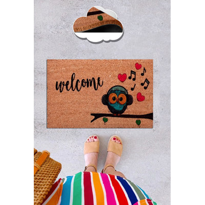 Paillasson 100% coco fait à la main, dessous antidérapant, 15,7 po x 23,6 po | Lavable à la machine à 86 ° F, durable et écologique, parfait pour les vestibules, design élégant pour la maison et le bureau