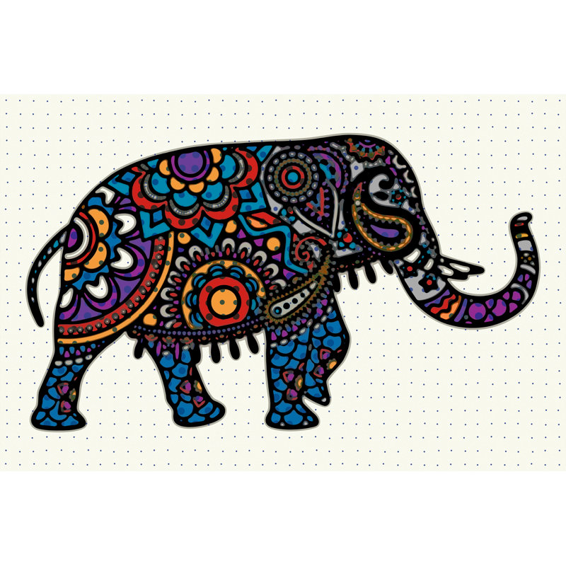 " Boho Elephant 707 " Painting Print, 32" H x 48" W x 1.5" D