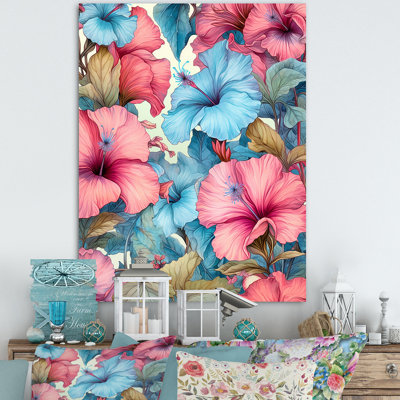 «Tropical Floral Hibiscus Beauty», reproduction sur toile encadrée