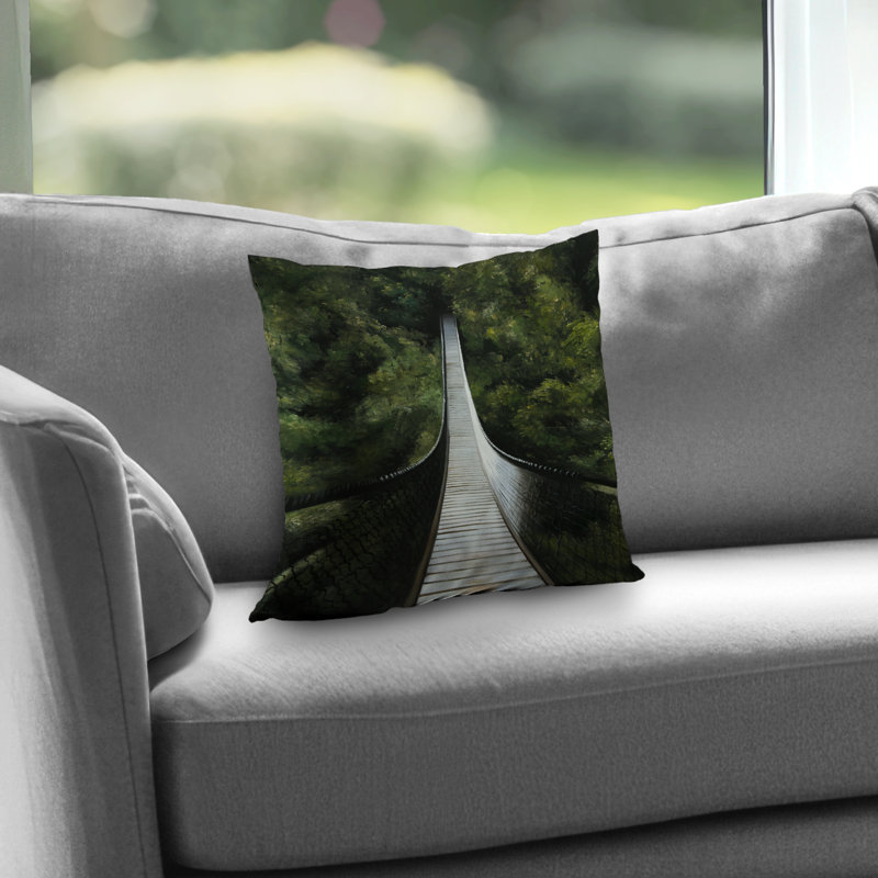Suspended Bridge in the Forest - Landscapes – Throw Pillow Cover Only, Double-Sided Print, Insert Not Included