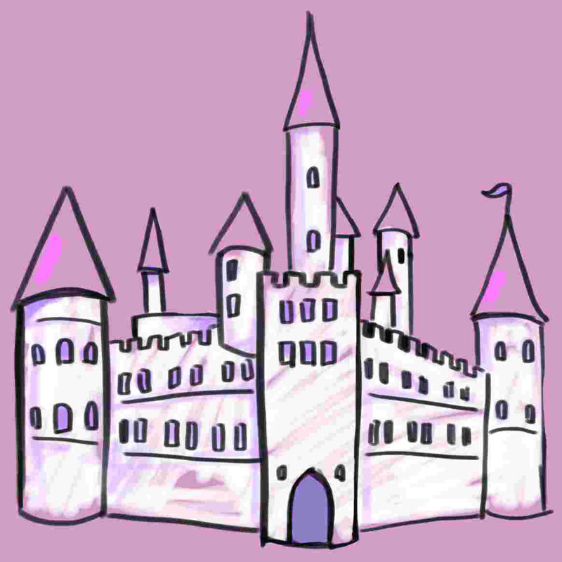 Château mignon - reproduction sur toile tendue, H 36 po x l 36 po