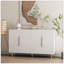 Buffet blanc moderne avec rangement, grand buffet cannelé avec tablettes réglables, crédence, console d'appoint-563285140
