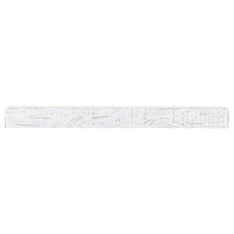 Hatteras Whitewash Pine Wood Floating Fireplace Mantel Shelf - 48 Inch