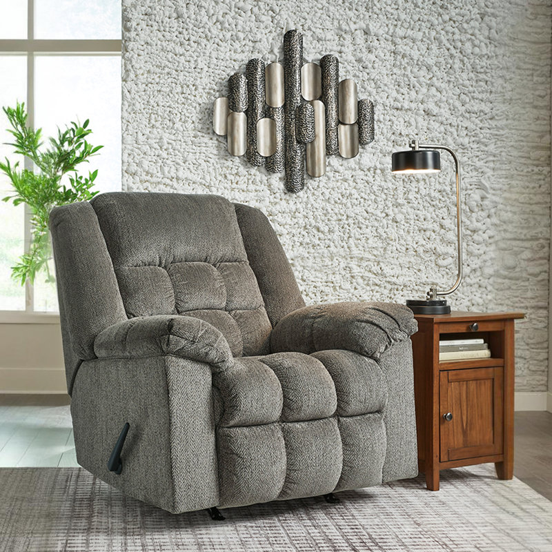 Fauteuil inclinable standard berçant de 39 po Dunnum, 100% polyester gris