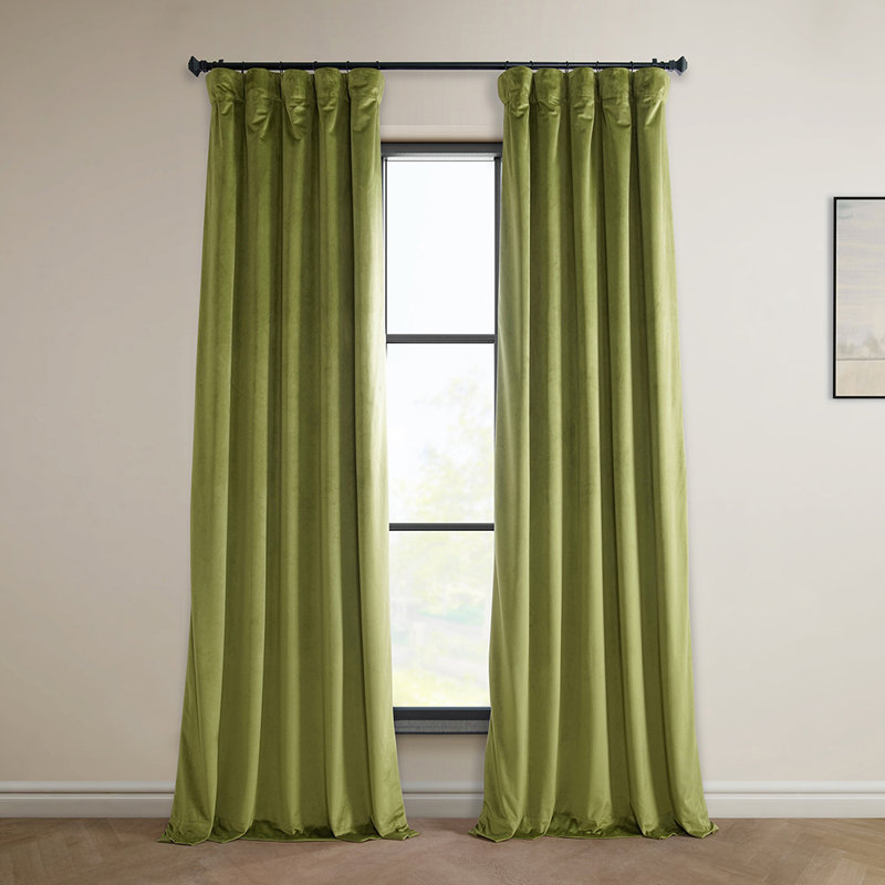 Matra Room Darkening Rod Pocket Single Curtain Panel, 50" W x 108" L, Retro Green