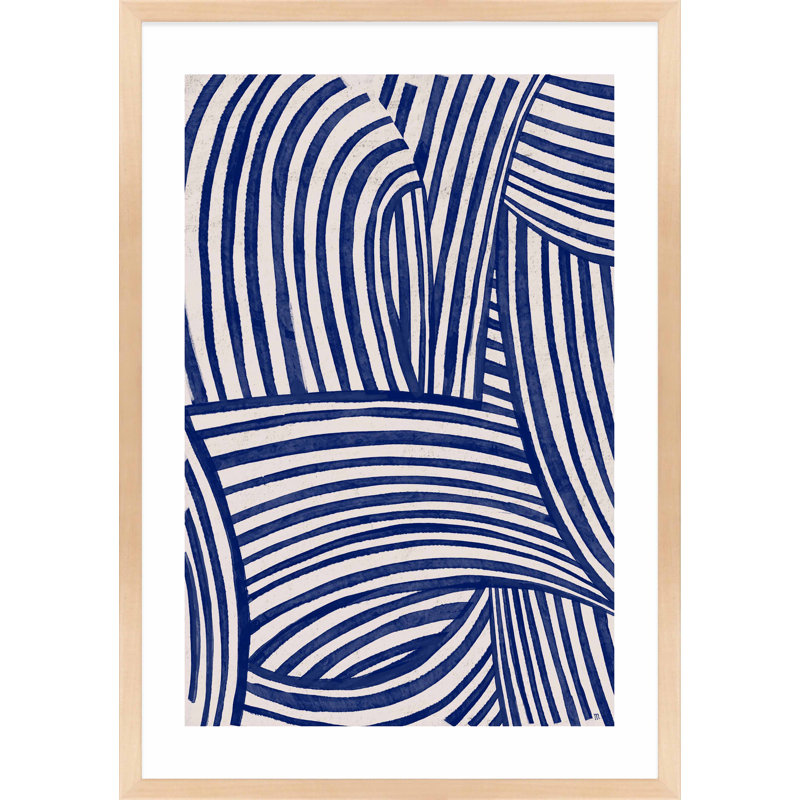 «Blue Waves 1» par Marco Marella pour Studio M - Art mural encadré, Cadre érable, L 26,5 po x H 38 po