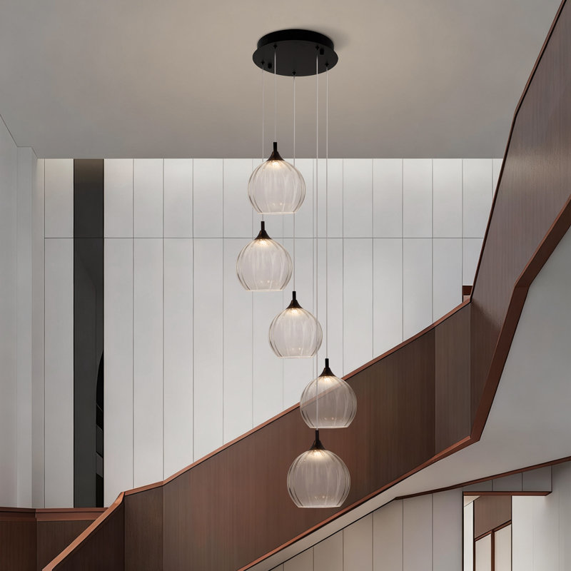 Luminaire suspendu 5 lumières DEL, 5 lumières, Matte Black
