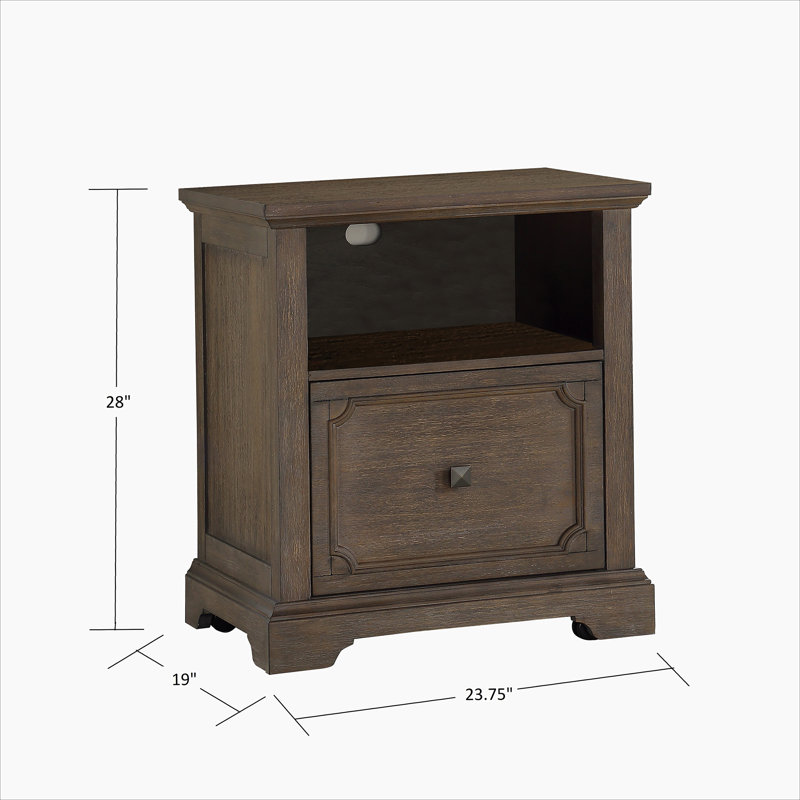 Meuble en bois foncé à finition chêne foncé avec tiroir et rangement