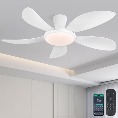 Ventilateurs de plafond modernes à profil bas de 48 pouces à 5 pales avec lumières et télécommande / app