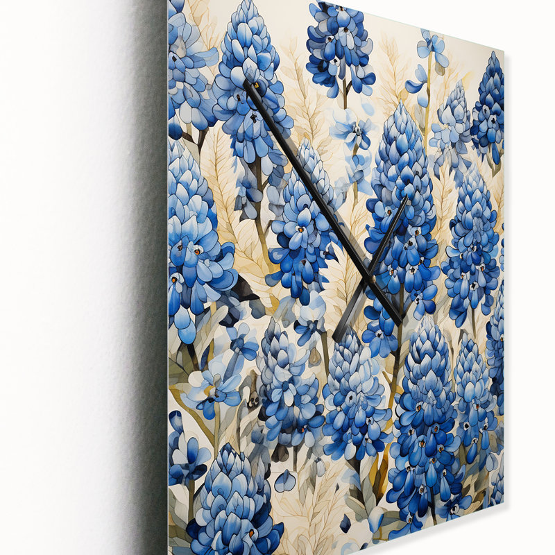Elegant Blue Bonnets Meadow I - Horloges murales Blue Bonnets, Très grand