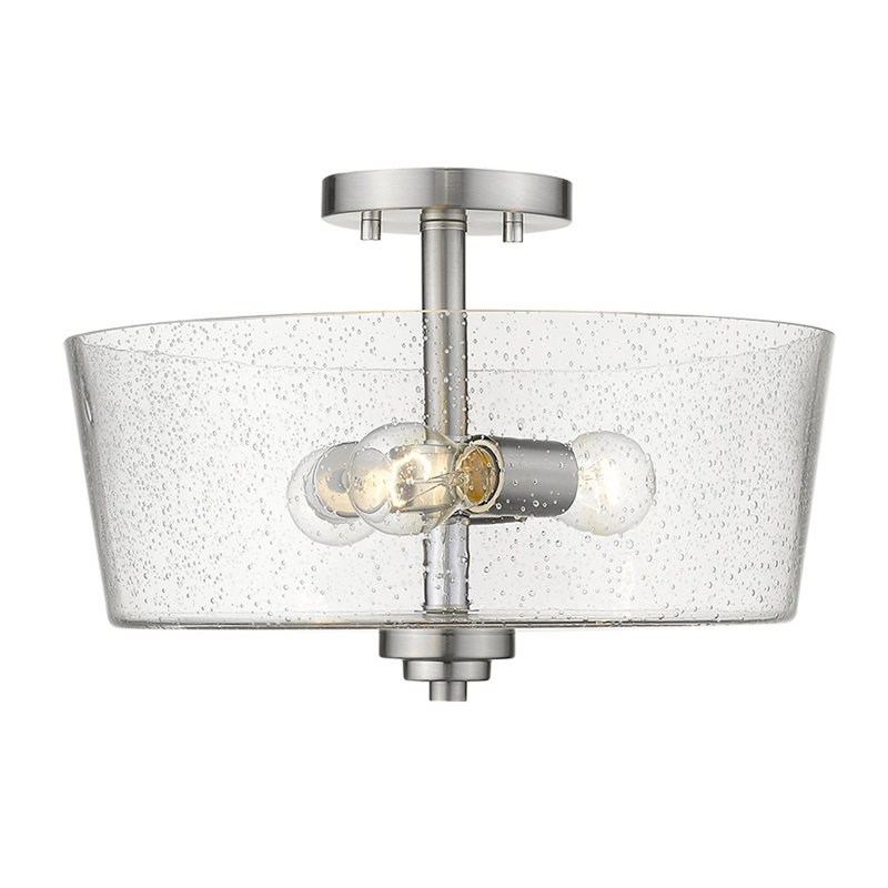 Pataskala Glass Semi Flush Mount, Satin Nickel
