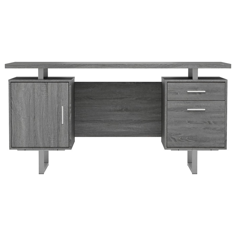 Bureau à 2 tiroirs à plateau flottant, Gris