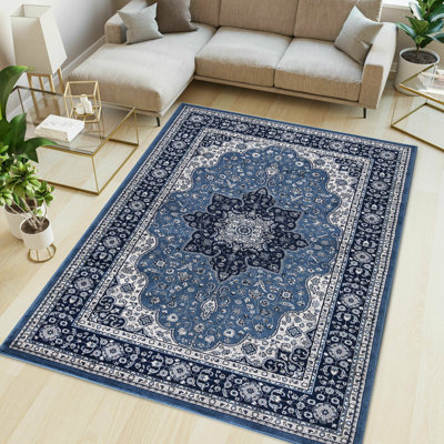 Ernest Hand-Knotted Blue/Ivory Indoor Rug