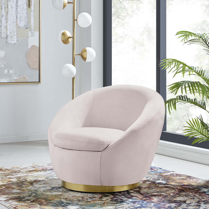 Chaise pivotante en velours performance Buttercup, Rose