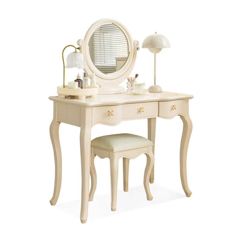 Coiffeuse avec miroir, 3 tiroirs, 1 chaise