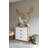 Modern Scandinavian Dresser with 4 Drawers, Light Walnut & White, 35.4 x 33.5 x 16.5 inches | 100% Melamine Coated Particle Board, Thickness: 0.7 inches | Stylish & Functional Storage Solution for Any Bedroom-1587848873