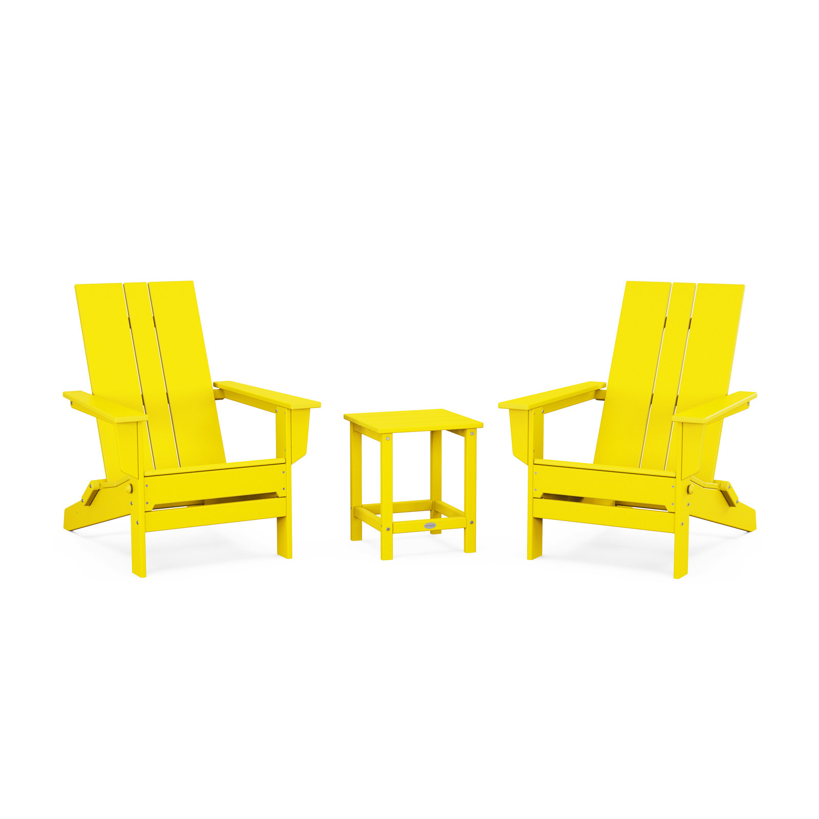 Foldable Outdoor Adirondack Chair With Table, Lemon