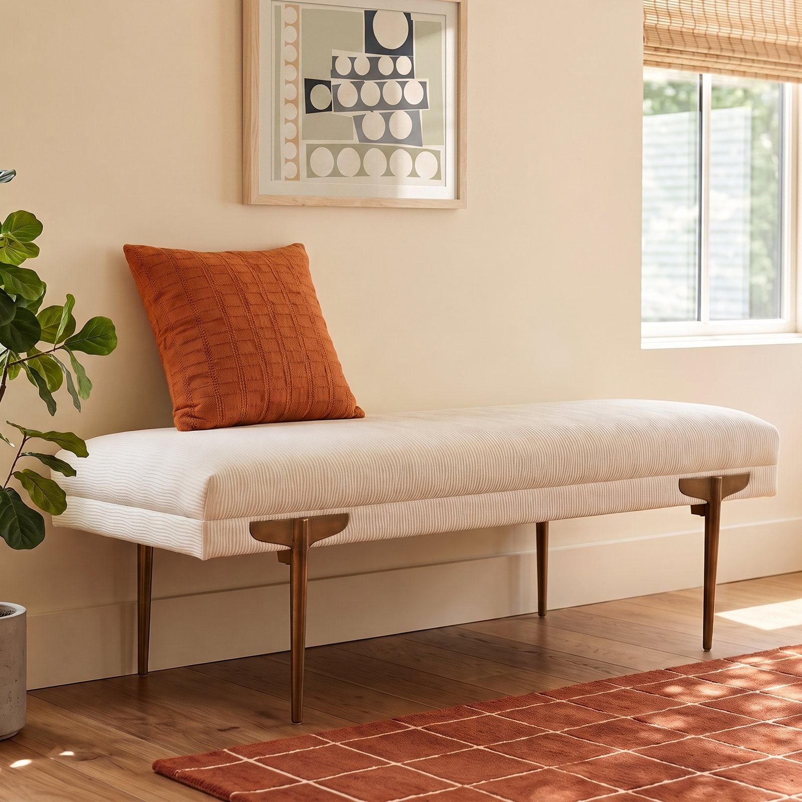 Amplitude 54" Velvet Bench, White