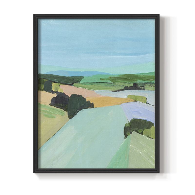 «Bright Coloured Countryside IV», reproduction encadrée - bois massif, Cadre simple noir, H 20 po x l 16 po