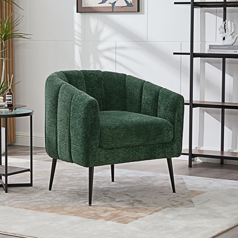 Chaise d'appoint rembourrée demi-tonneau, Vert