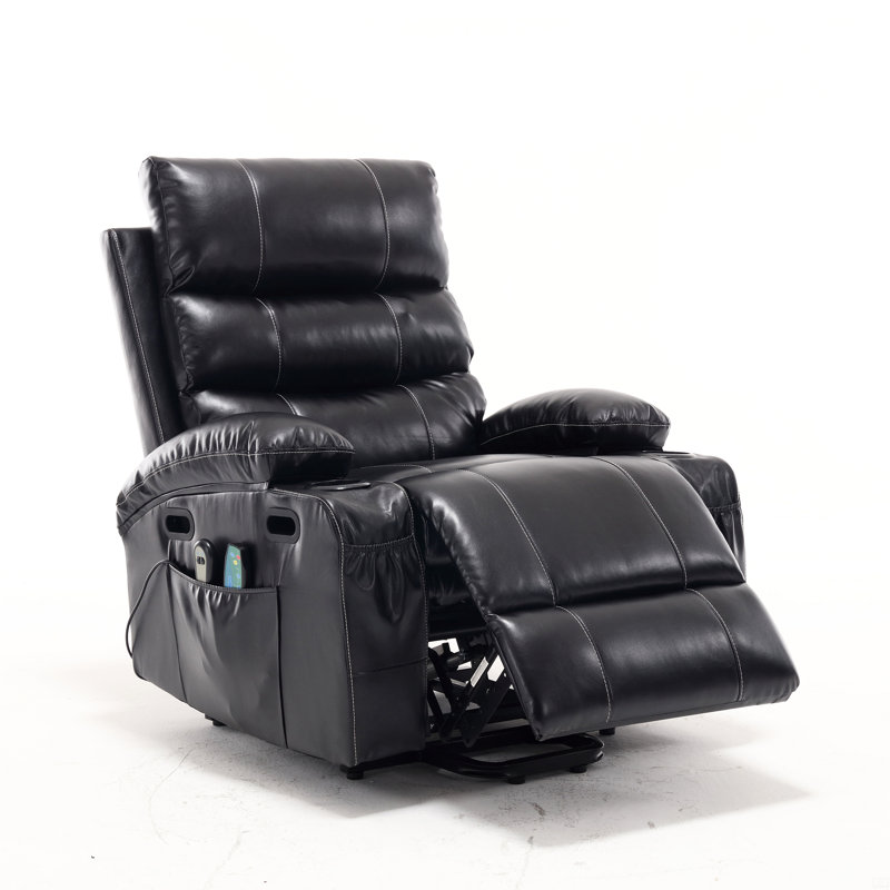 Fauteuil inclinable électrique de 21 po de large avec siège inclinable électrique, massage par vibration à 8 points et chaleur du bois, télécommande