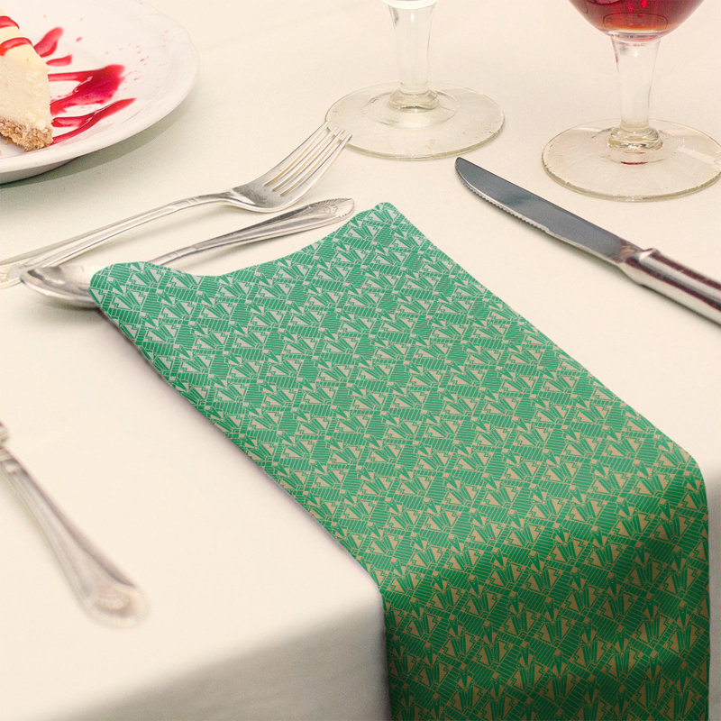 Serviette de coton art déco classic, Vert / Jaune, H 0,1 po x l 22 po x P 22 po, Sergé de coton