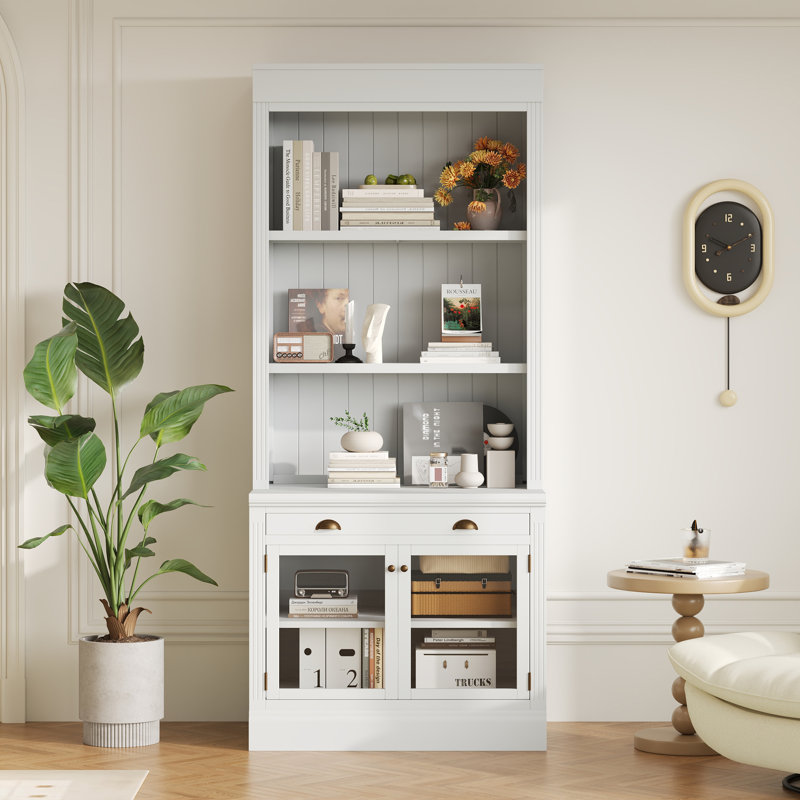 Bibliothèque française moderne 83,3 "H, bibliothèque standard, Blanc
