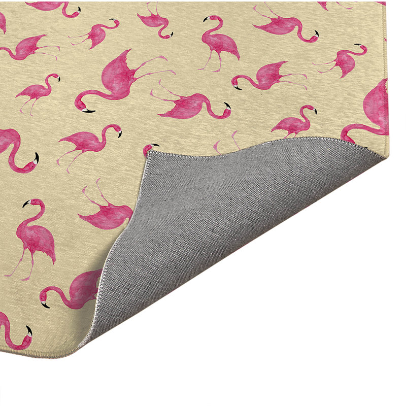 Tapis de cuisine antidérapant Summer Flamingo, Rectangulaire 3 pi x 5 pi, Jaune