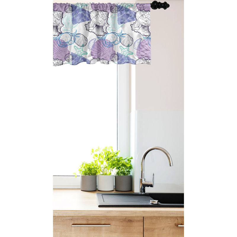 Ambesonne Ambesonne Nautical Valance Pack of 2 Sea Shells Mussels Crabs White and Multicolor