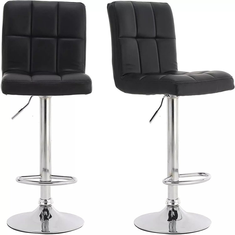Adjustable Height Counter Stool with Metal Frame, Black