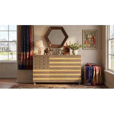 55"Buffet Sideboard Cabinet Storage: versatile kitchen storage cabinet with Hand Carved Craftsmanship