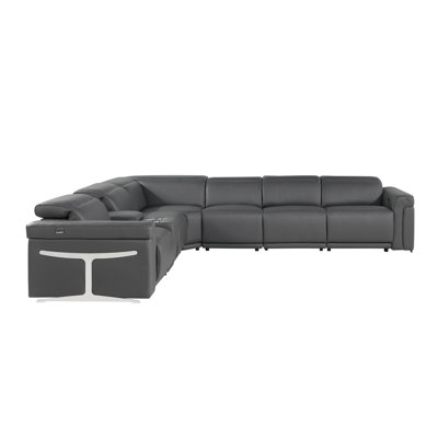 Suhur 7 - Piece Top Grain Leather Reclining Sectional -  Orren Ellis, 774A5FB9F0474B6DA6EBB6B96B9778C9