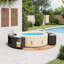 Contour de spa vidaXL en poly rotin noir et bois d'acacia massif-130558081