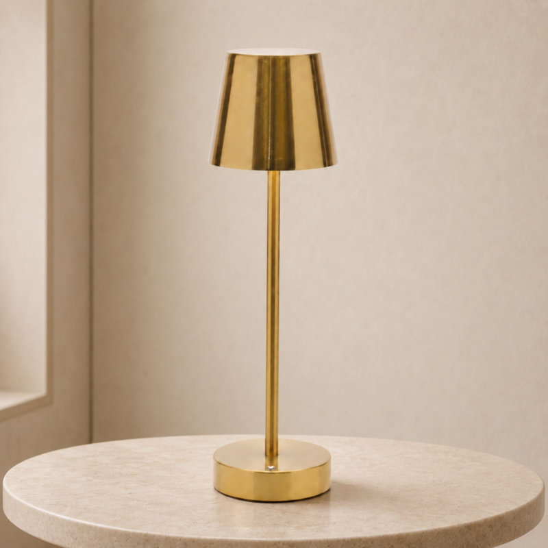 Lampe de table moderne à DEL à intensité variable H 15 po, Doré
